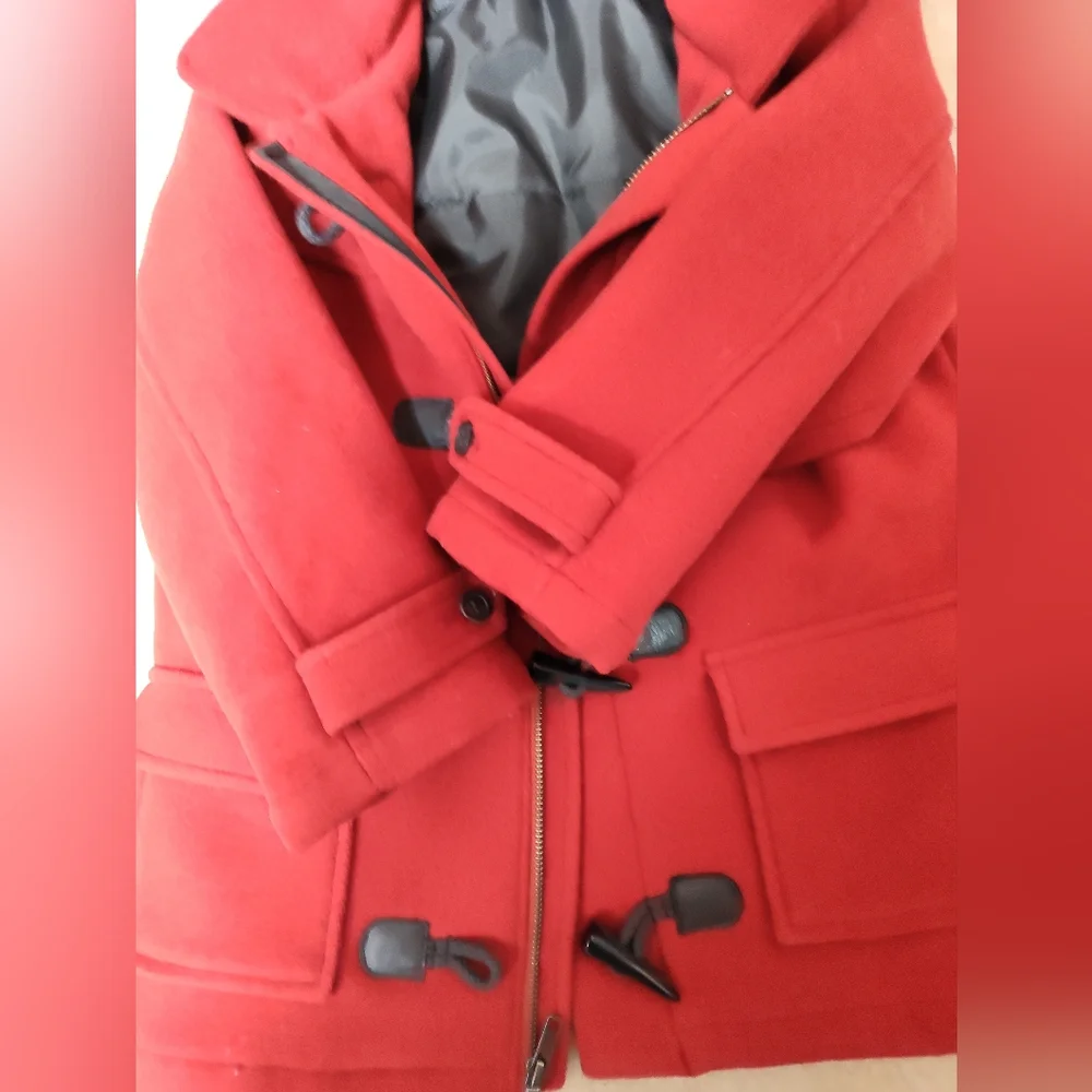Janie And Jack Red Toggle Coat Sz 4-5 Excellent Condition Red Fun Warm Unisex